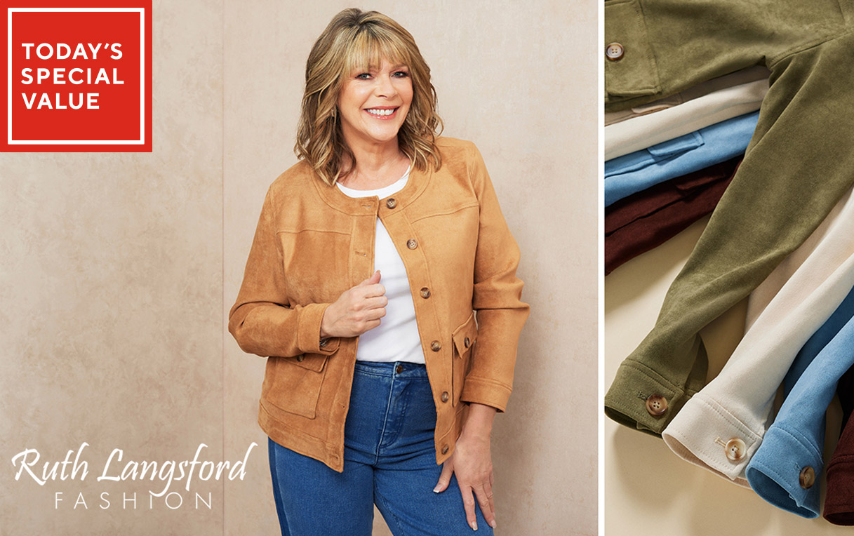 Ruth Langsford Faux Suede collarless Jacket